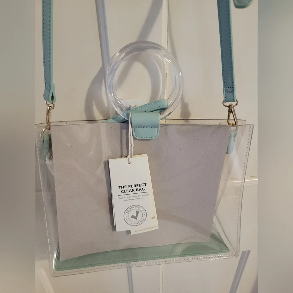Madison West Clear Crossbody Bag with Mint Trim Statium Bag